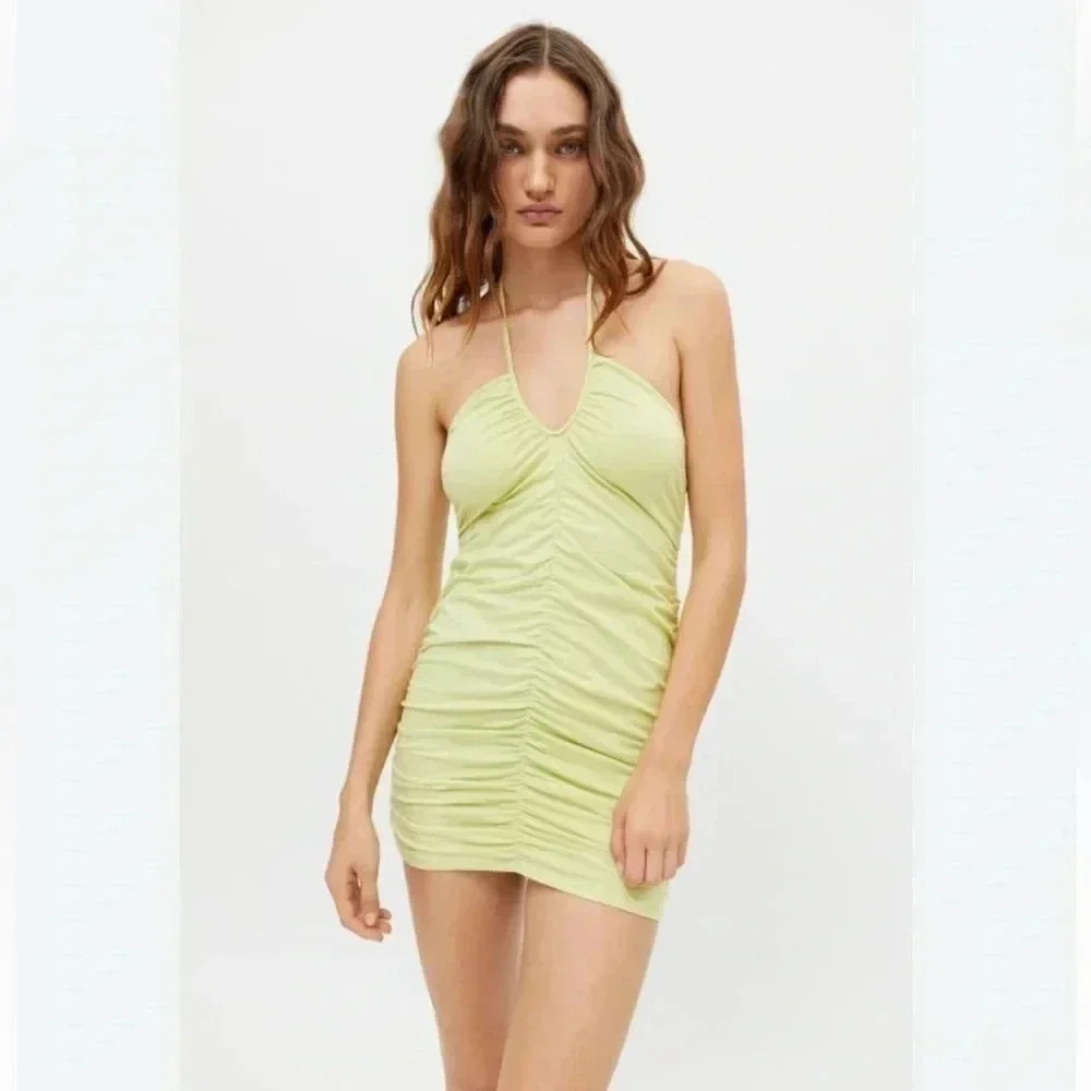 Motel Halter Dress Lime Green New Size XS